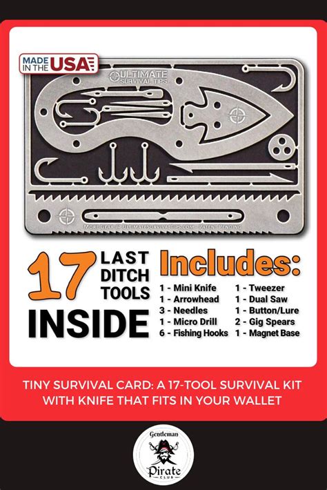 Tiny Survival Card A 17 Tool Survival Kit With Knife That Fits In Your