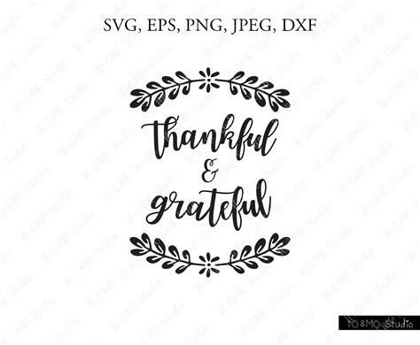 Thankful And Grateful Svg Thanksgiving Clip Art Svg Etsy