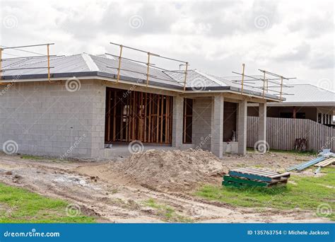 Residential Block Home Under Construction Stock Photo Image Of Iron