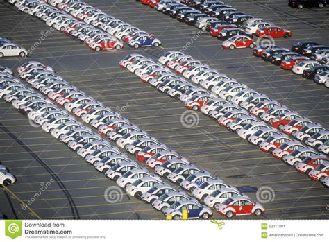 Imported Volkswagen Beetle Automobiles In A Parking Lot In Boston