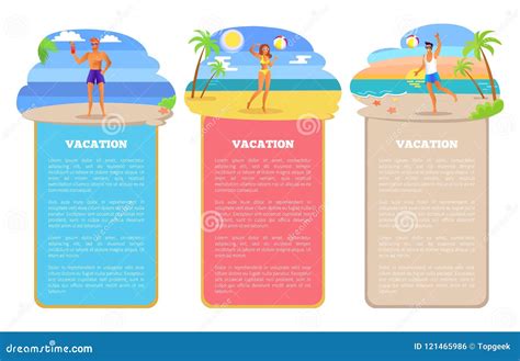 vacation in tropical country near sea posters set stock vector illustration of summertime