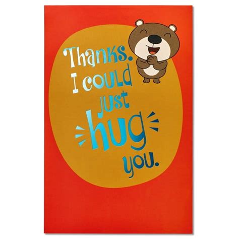 american greetings funny hug thank you card with foil