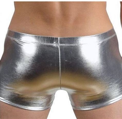 Buy Mens Sexy Faux Leather Shiny Boxers Exotic Underwear Gay Male Latex