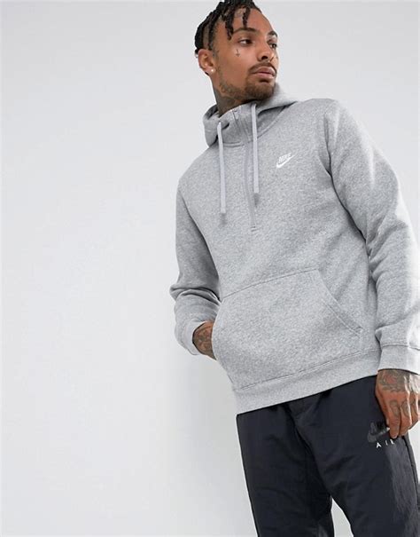 Nike Nike Club Swoosh Half Zip Hoodie In Grey 812519 063