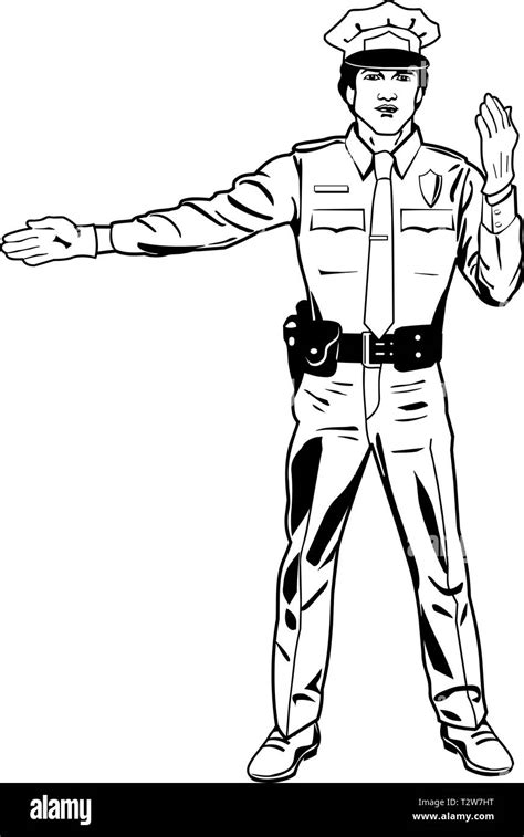 Illustration Traffic Policeman Police Officer Hi Res Stock Photography