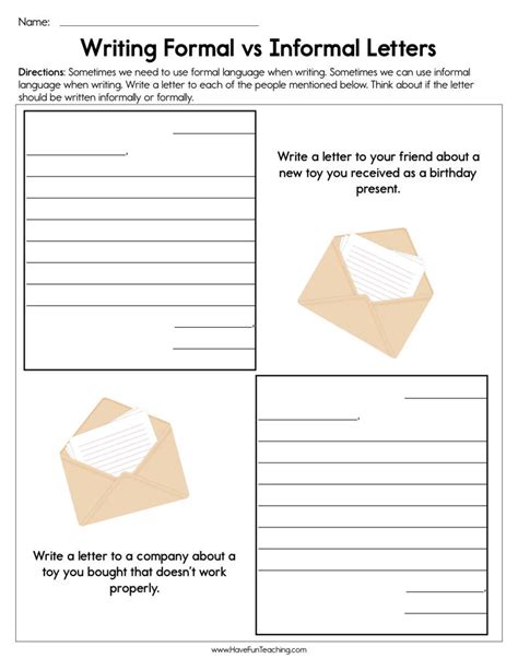 Writing Formal Vs Informal Letters Worksheet Have Fun Teaching