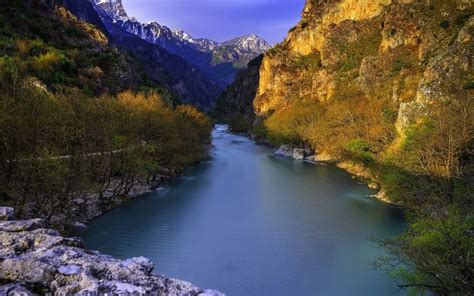 1920x1200 Nature Landscape River Mountains Trees Shrubs Blue Water