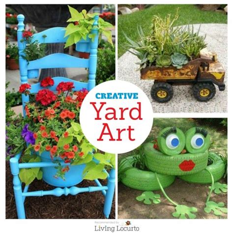 26 Diy Yard Art Crafts Home Decor Garden Ideas Garden Ideas Homemade Garden Art Diy Yard