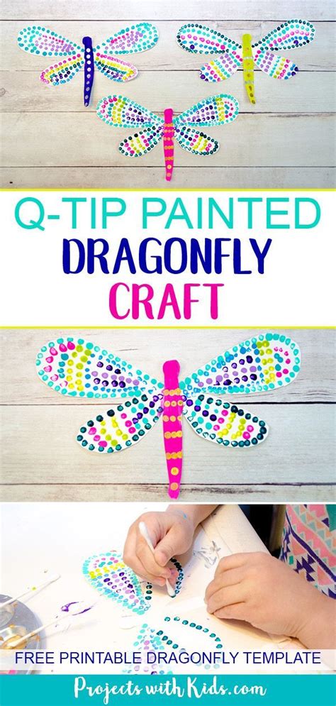 Go on a scavenger hunt. Colorful Q-tip Painted Dragonfly Craft (With images ...