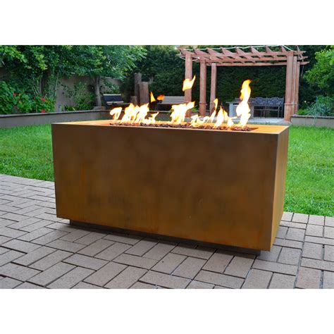 The Outdoor Plus Corten Steel Propane Fire Pit Table