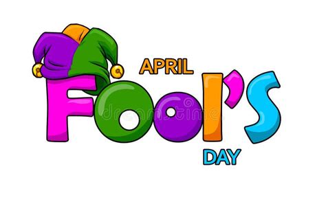 April Fool S Day Bright Text With Jester S Cap Stock Illustration
