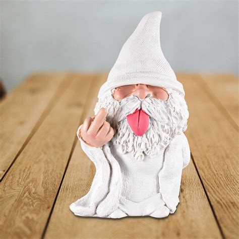 White Wizard Gnome Middle Finger Garden Yard Lawn Ornament Etsy