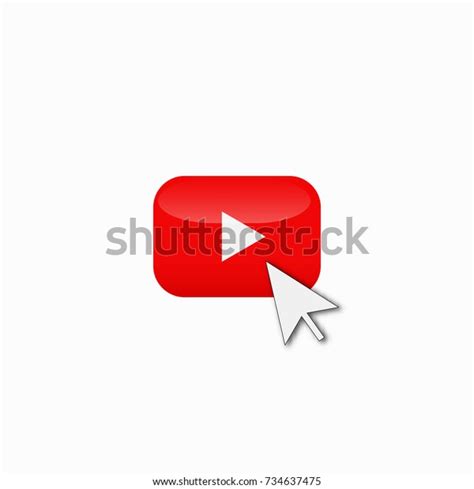 Red Play Youtube Logo Button Vector Icon And Mouse Cursor