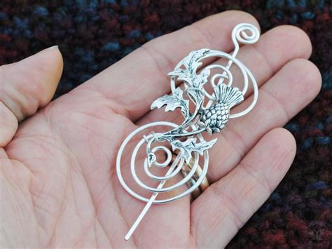 Outlander Inspired Shawl Pin With Scottish Thistle Charmed Silver Fa