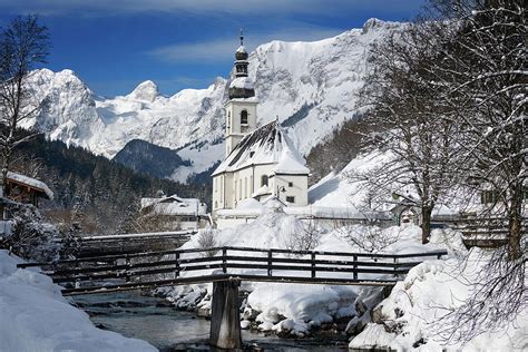 Church With Alps Mountains In The Snow In Winter Photograph By Ipics
