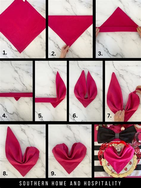 Easy Valentines Day Napkin Folds Three Adorable Step By Step Ways