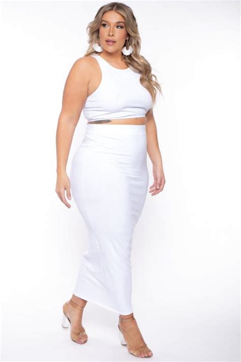Shop Curvy Sense Plus Size Candace Tank And Skirt Matching Set White