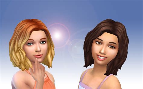 Mystufforigin Mid Wavy Bob Hair For Girls ~ Sims 4 Hairs