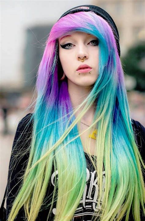 Luna Lunatic Rainbow Hair Women Fashion Emo Hairstyles For Guys Multi Colored Hair