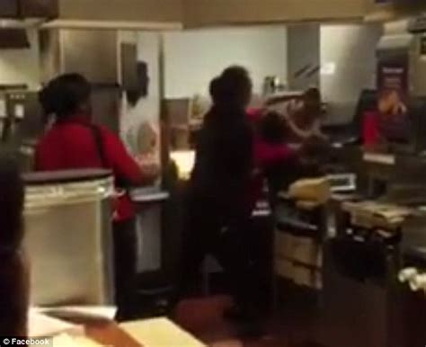 Brawl Erupts Behind The Counter At Mcdonalds As Two Female Employees
