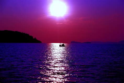 Purple Sea Ocean Sun Nature Blue Travel Summer Color Sunset