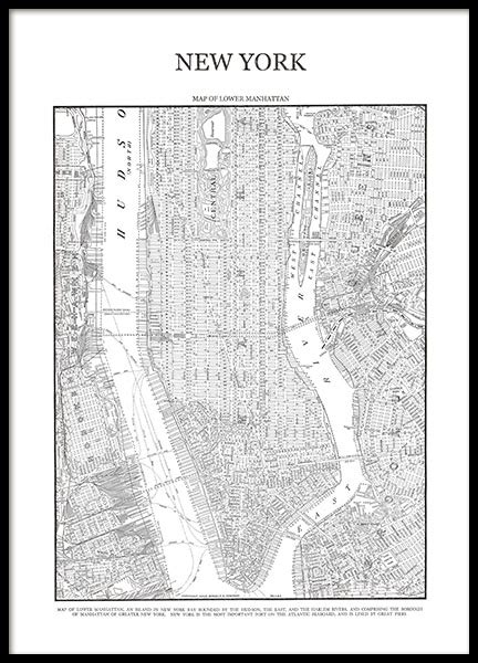 Map Of Manhattan New York In 2020 Manhattan Map Manhattan Poster