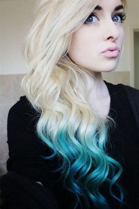 Turquoise Dip Dye Hair Hairstyles Dip Dye Hair Turquoise Hair Hair