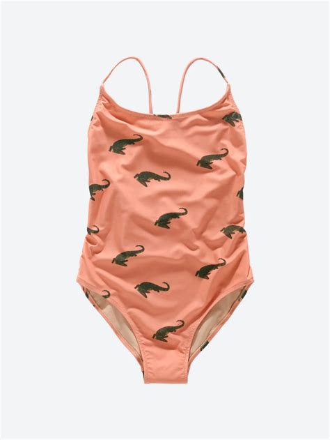 Coral Croco Tie Back Bathing Suit Bathing Suits Suits Swimwear