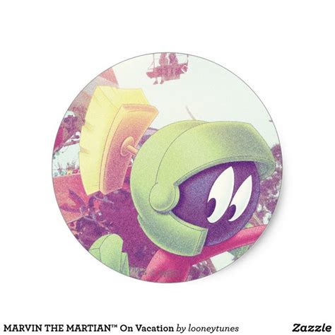 Marvin The Martian™ On Vacation Classic Round Sticker