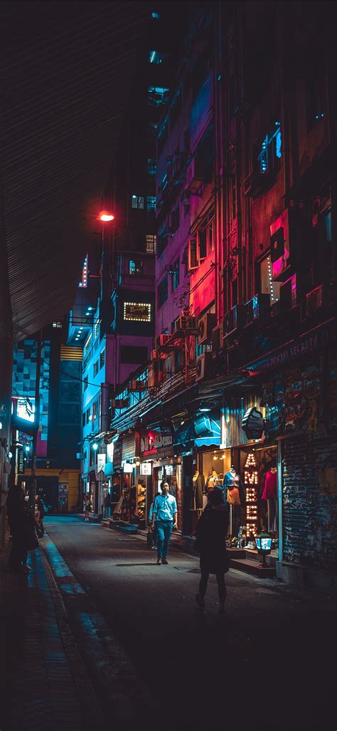 Night In Hong Kong Street Wallpaper Hd Mobile Walls