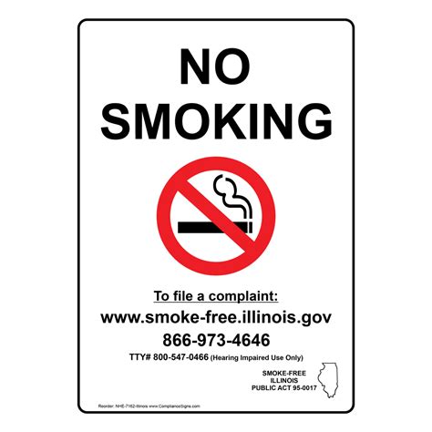 No Smoking To File A Complaint Sign Nhe 7162 Illinois No Smoking
