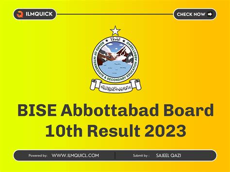 Bise Abbottabad Board 10th Result 2024 Ilmquick