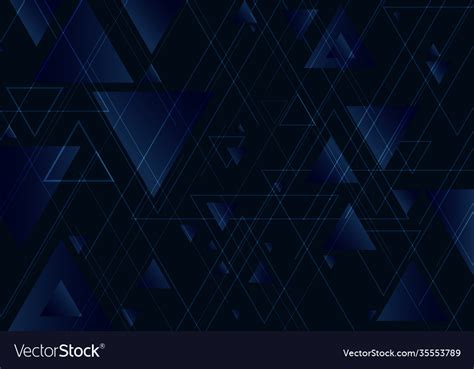 Abstract Blue Triangles Shape And Lines On Black Vector Image