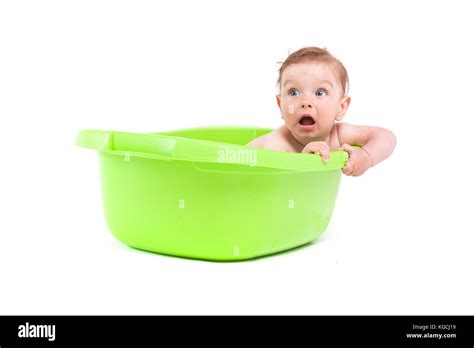 Cute Pretty Baby Boy Take Bath In Tub Stock Photo Alamy