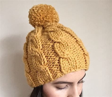 Items Similar To Chunky Knitted Pom Hat On Etsy