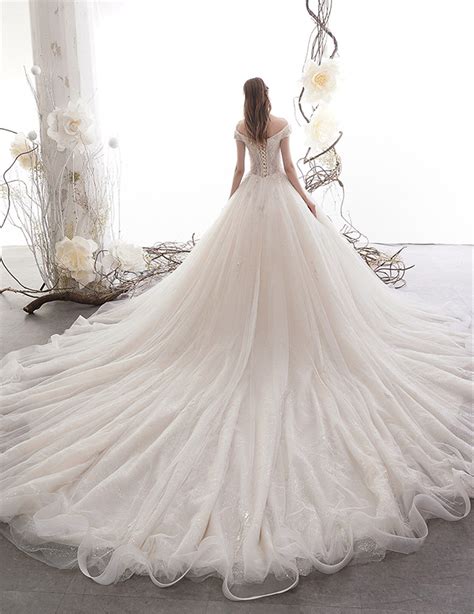 Glitter Tulle Wedding Dress Off The Shoulder Bridal Dress Etsy