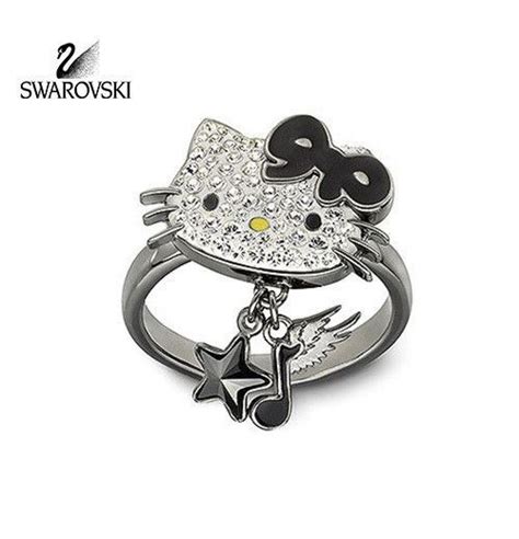 Swarovski Crystal Jewelry Hello Kitty Rock Ring Size Large 8 58 1145276 New In Original Box