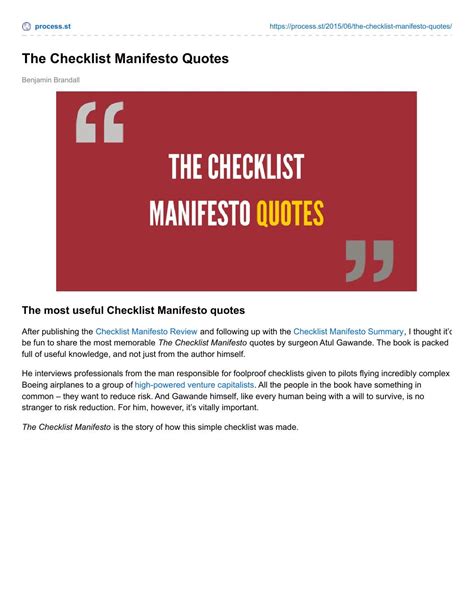 The Checklist Manifesto Quotes By Scarletbransfieldhal Issuu