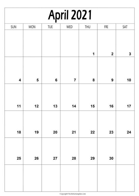 April 2021 Calendar Printable Template In Pdf Word Excel Images