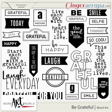 Be Grateful Word Art Pack Created By Word Art World