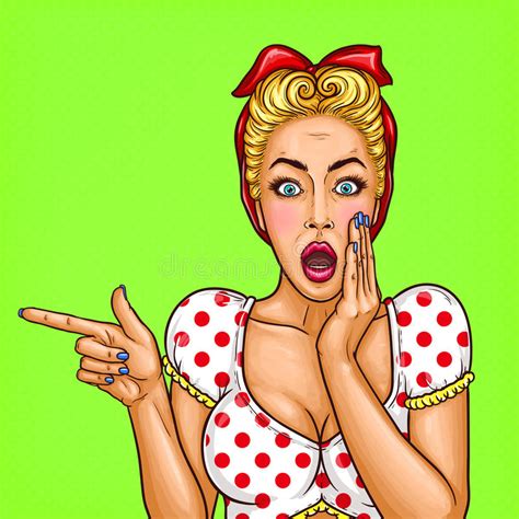 Vector Pop Art Illustration Of An Excited Blonde Woman Telling A Secret