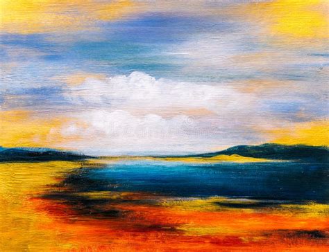 Oil Painting Abstract Landscape Stock Photo Image Of Vibrant River