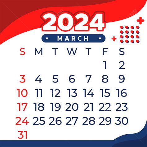 Diseño De Calendario De Marzo De 2024 Vector Png Dibujos Marzo 2024
