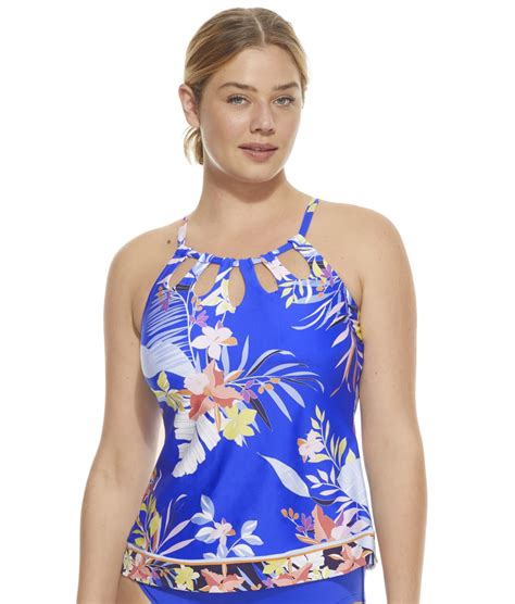 24th And Ocean Laguna Tropical High Neck Underwire Tankini Top And Reviews