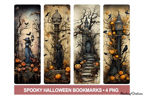 Halloween Bookmarks Printable Png Goth Graphic By Mockup Station