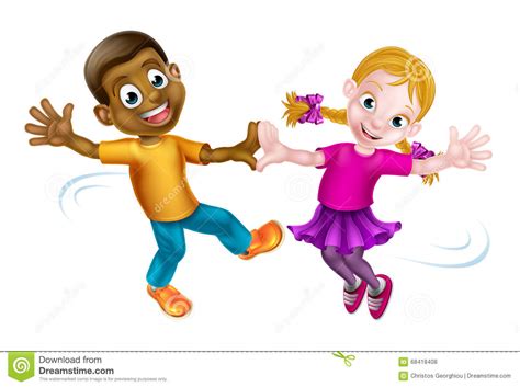 Two Kids Dancing Stock Vector Image 68418408