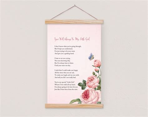 Pink Rose Poem Wall Hanging T For Her Wall Art Roses And Butterfly