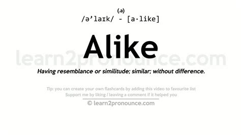 Pronunciation Of Alike Definition Of Alike Youtube