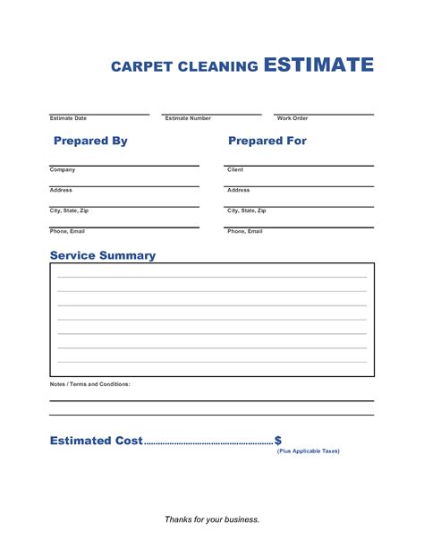 Carpet Cleaning Estimate Template Invoice Maker