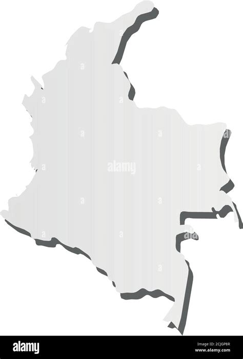 Colombia Mapa De Silueta Gris En 3d De La Zona Del País Con Sombra